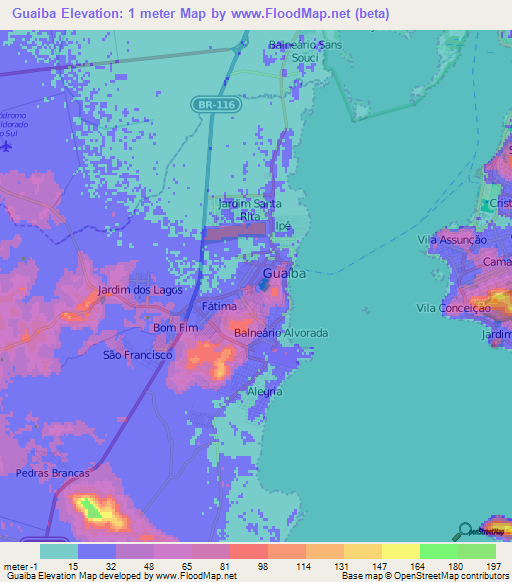 Guaiba,Brazil Elevation Map