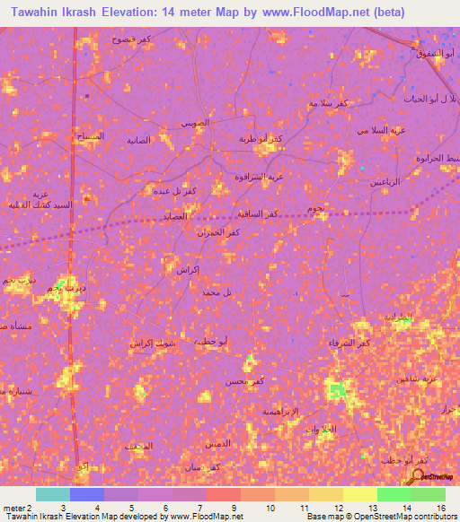 Tawahin Ikrash,Egypt Elevation Map