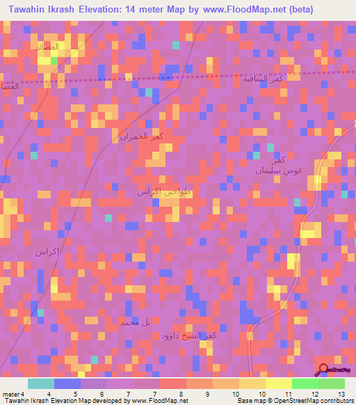 Tawahin Ikrash,Egypt Elevation Map