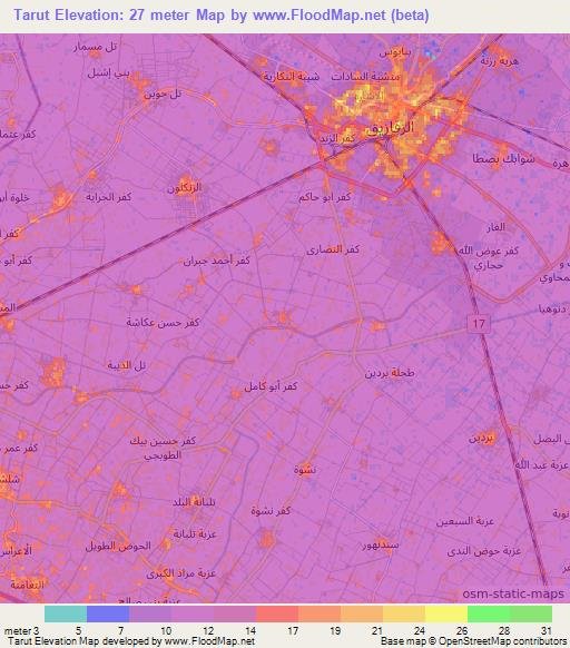 Tarut,Egypt Elevation Map