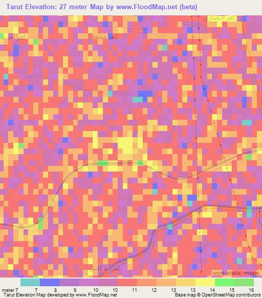Tarut,Egypt Elevation Map