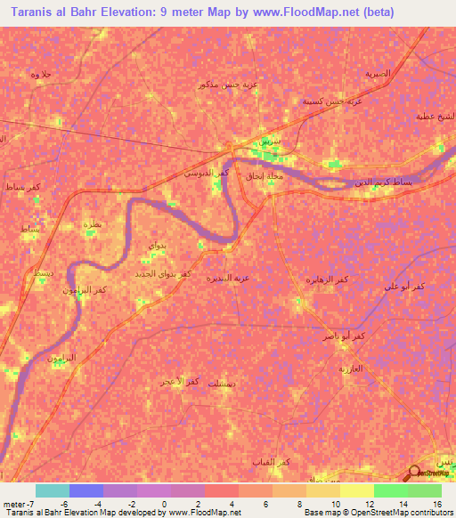 Taranis al Bahr,Egypt Elevation Map