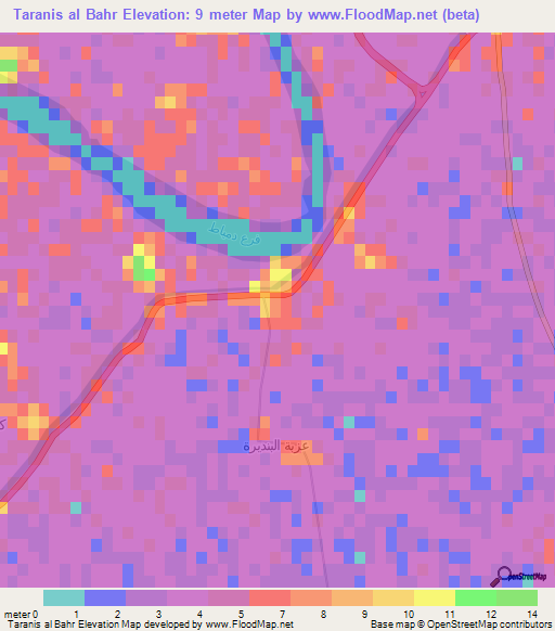 Taranis al Bahr,Egypt Elevation Map