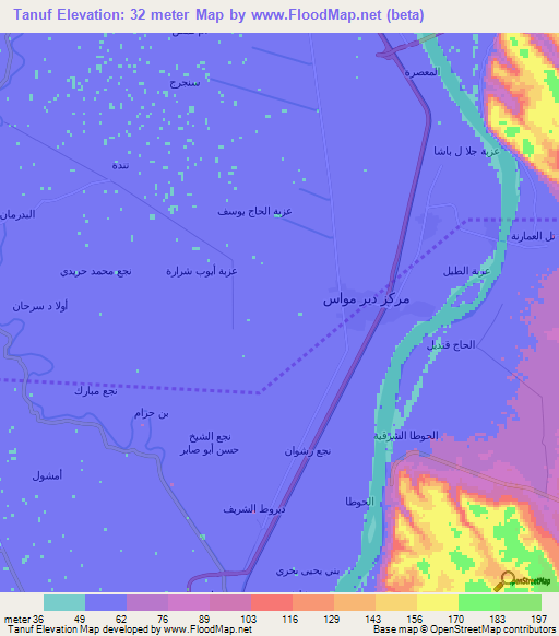 Tanuf,Egypt Elevation Map