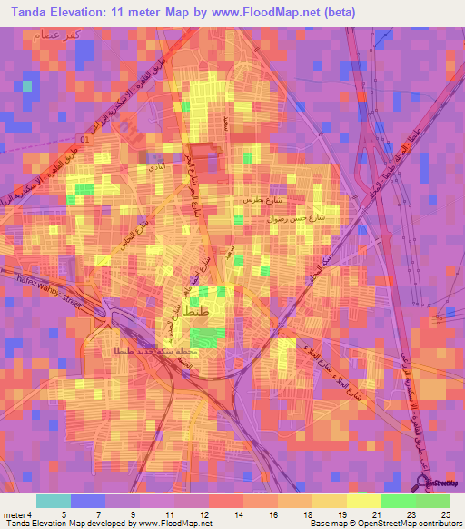 Tanda,Egypt Elevation Map