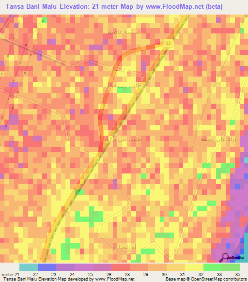 Tansa Bani Malu,Egypt Elevation Map