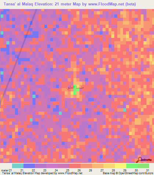 Tansa' al Malaq,Egypt Elevation Map