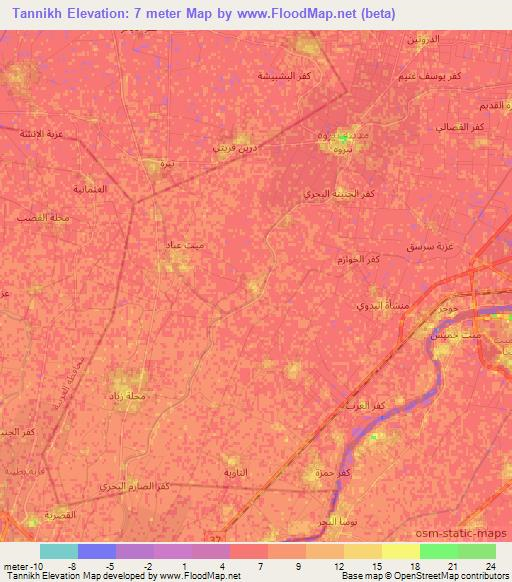 Tannikh,Egypt Elevation Map