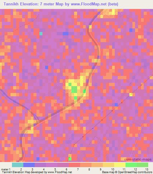 Tannikh,Egypt Elevation Map