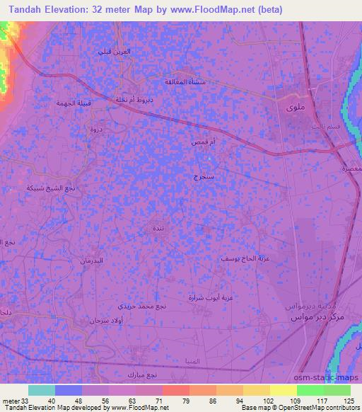 Tandah,Egypt Elevation Map