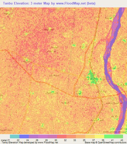 Tanbu,Egypt Elevation Map