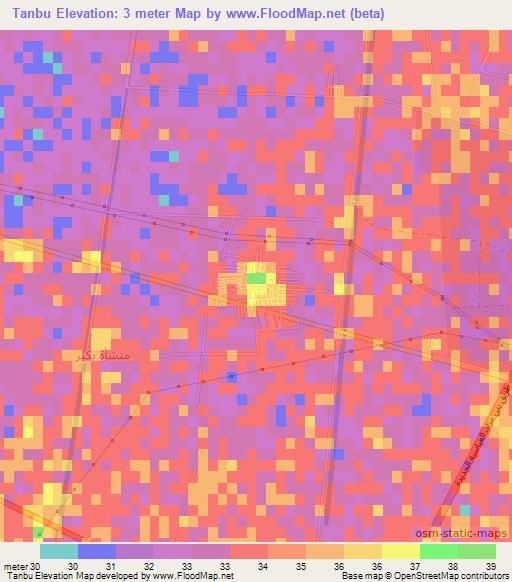 Tanbu,Egypt Elevation Map