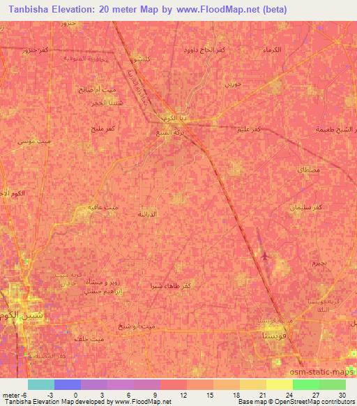 Tanbisha,Egypt Elevation Map