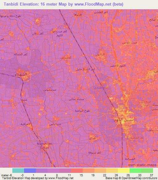 Tanbidi,Egypt Elevation Map