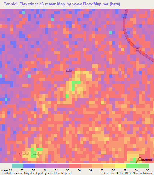 Tanbidi,Egypt Elevation Map