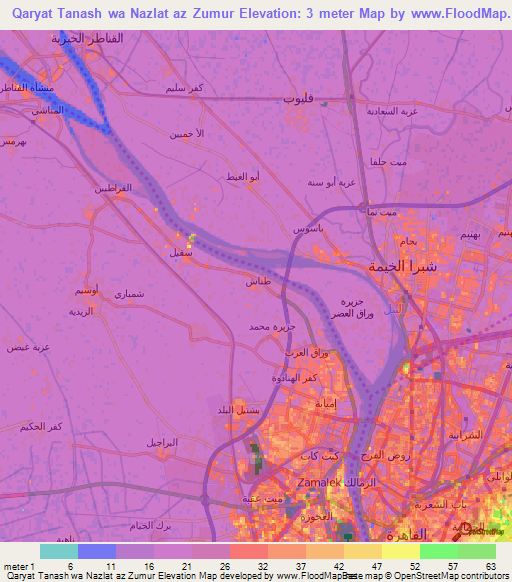 Qaryat Tanash wa Nazlat az Zumur,Egypt Elevation Map