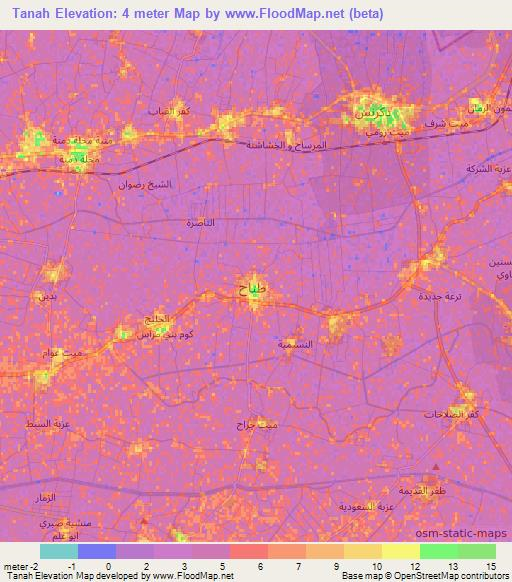 Tanah,Egypt Elevation Map