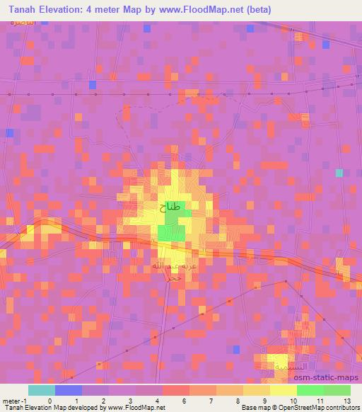 Tanah,Egypt Elevation Map