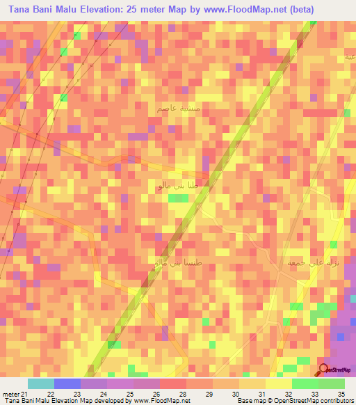 Tana Bani Malu,Egypt Elevation Map