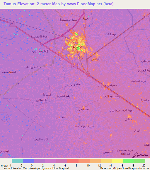 Tamus,Egypt Elevation Map