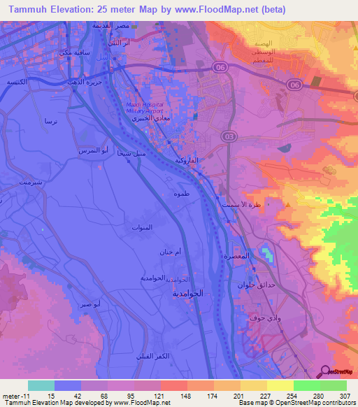 Tammuh,Egypt Elevation Map