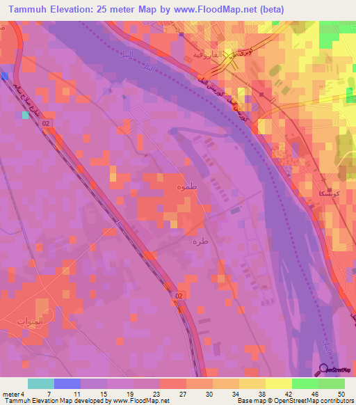 Tammuh,Egypt Elevation Map