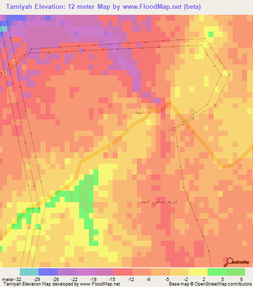 Tamiyah,Egypt Elevation Map