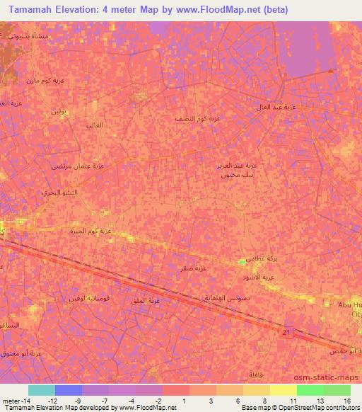 Tamamah,Egypt Elevation Map