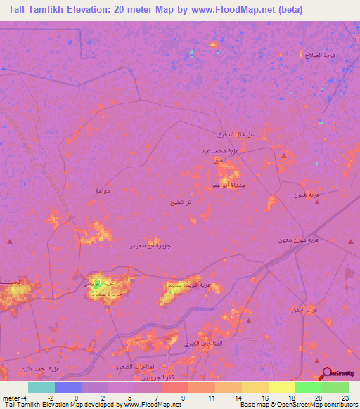 Tall Tamlikh,Egypt Elevation Map