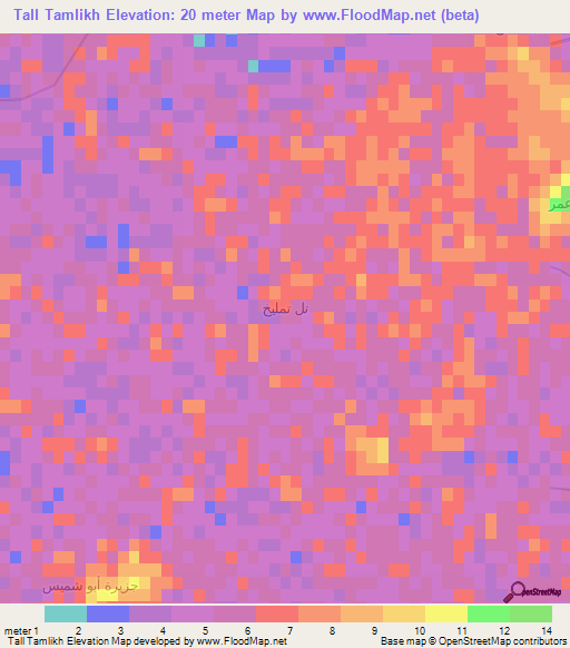 Tall Tamlikh,Egypt Elevation Map