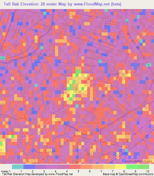 Tall Rak,Egypt Elevation Map