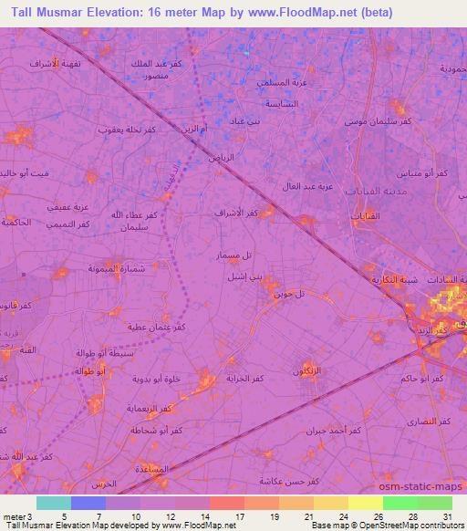 Tall Musmar,Egypt Elevation Map