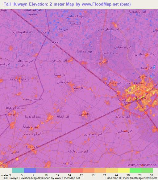 Tall Huwayn,Egypt Elevation Map