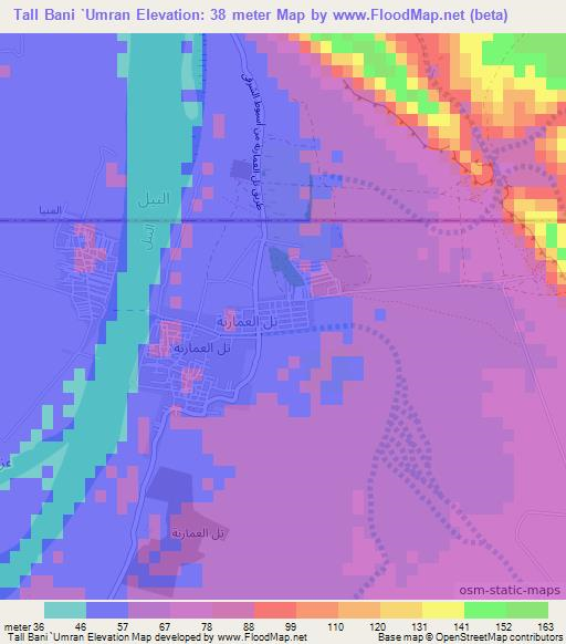 Tall Bani `Umran,Egypt Elevation Map