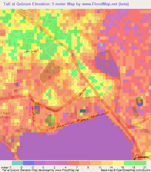 Tall al Qulzum,Egypt Elevation Map