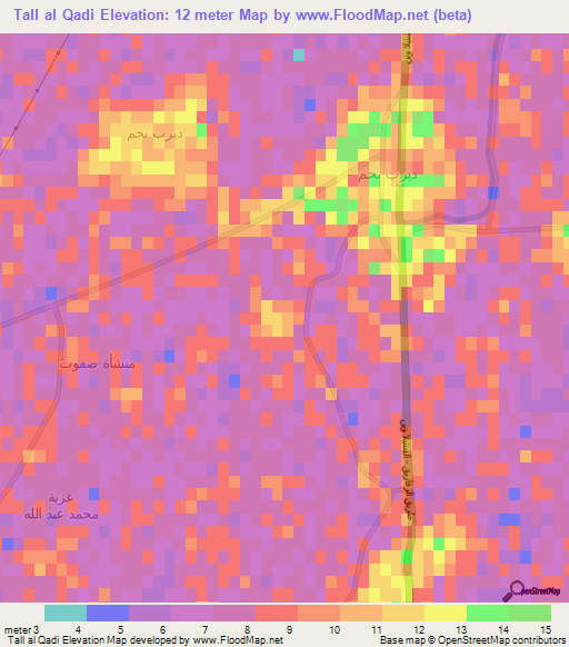 Tall al Qadi,Egypt Elevation Map