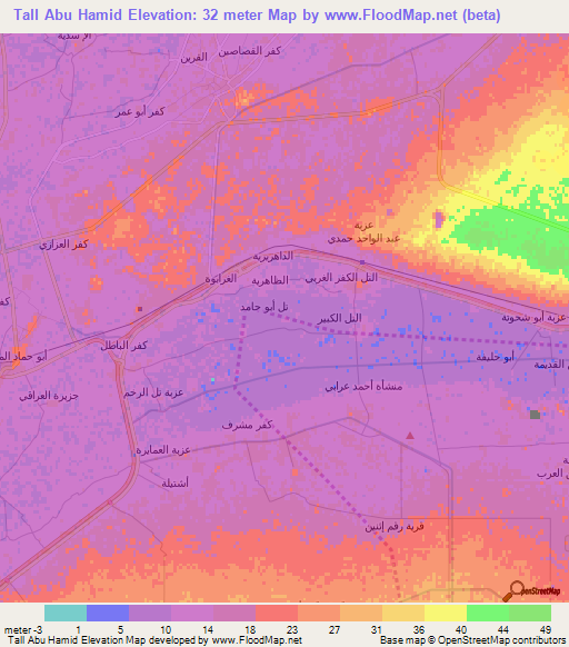 Tall Abu Hamid,Egypt Elevation Map