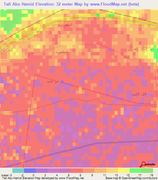 Tall Abu Hamid,Egypt Elevation Map