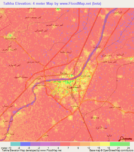 Talkha,Egypt Elevation Map