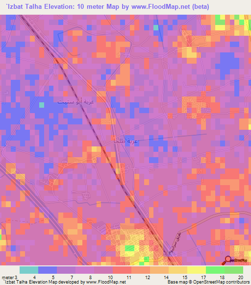 `Izbat Talha,Egypt Elevation Map