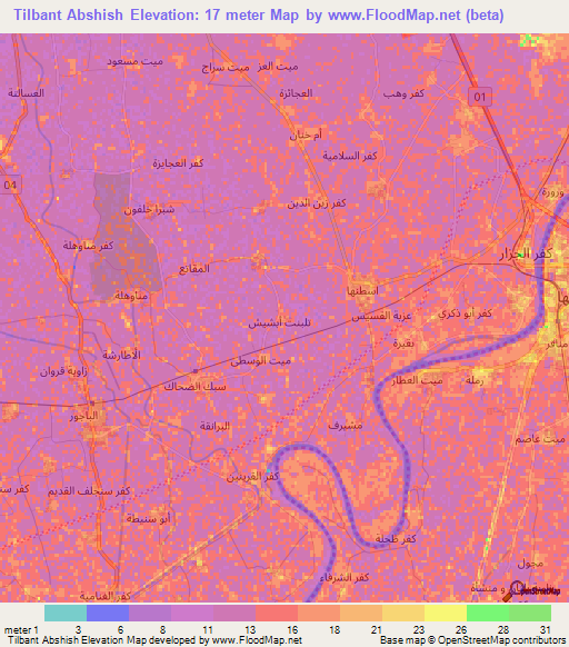 Tilbant Abshish,Egypt Elevation Map
