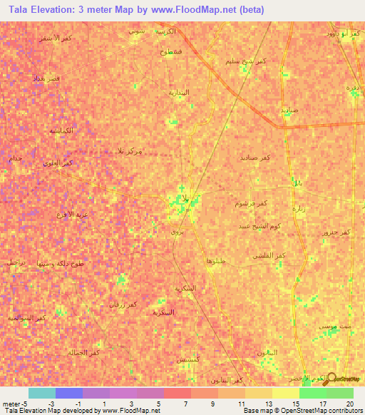 Tala,Egypt Elevation Map