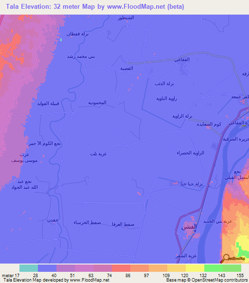 Tala,Egypt Elevation Map