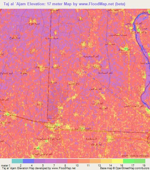 Taj al `Ajam,Egypt Elevation Map