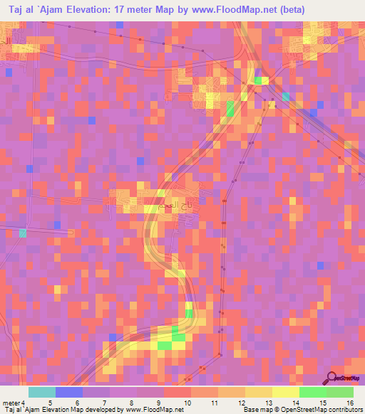 Taj al `Ajam,Egypt Elevation Map