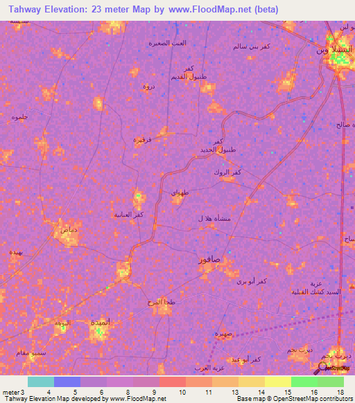 Tahway,Egypt Elevation Map