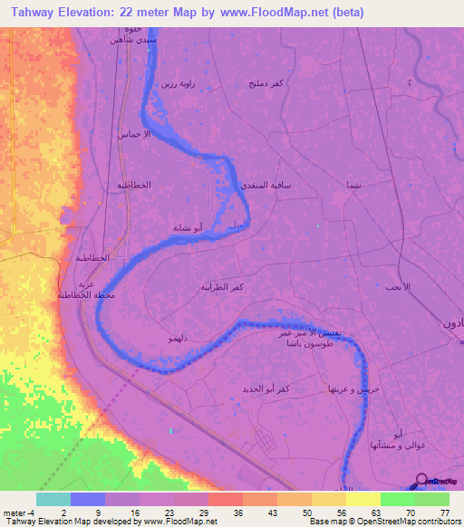 Tahway,Egypt Elevation Map