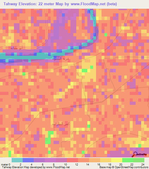 Tahway,Egypt Elevation Map