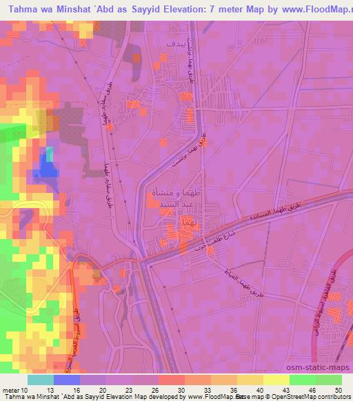 Tahma wa Minshat `Abd as Sayyid,Egypt Elevation Map