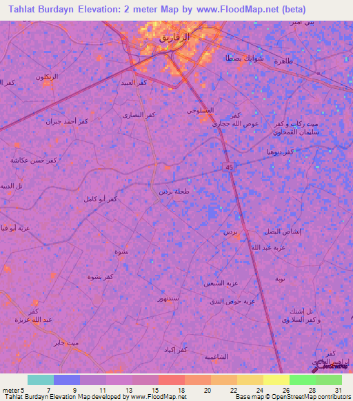 Tahlat Burdayn,Egypt Elevation Map